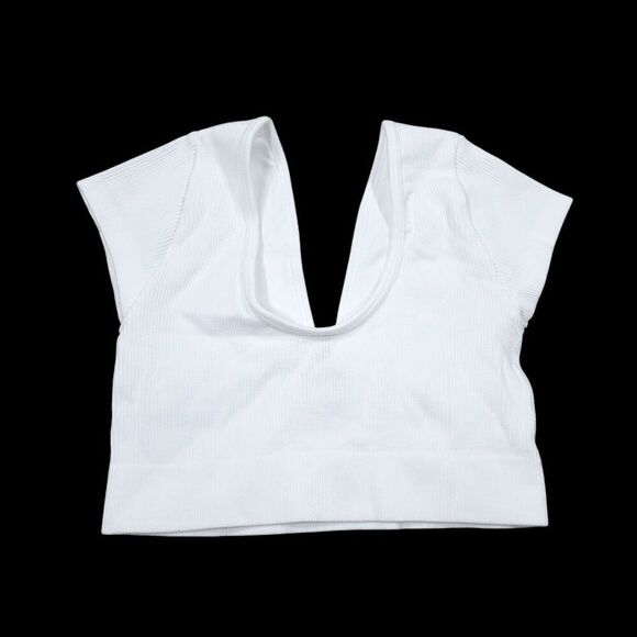 Aerie O-Ring Seamless Ribbed Unlined Cropped Bra Top Bralette Size Small White - Picture 2 of 5